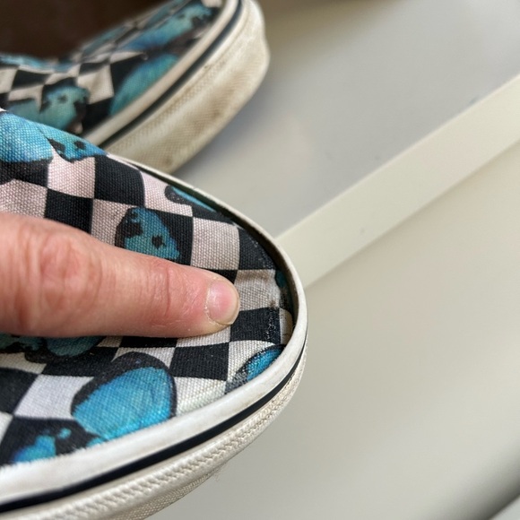Vans Slip-On Shoes - Black and Blue Butterfly Checkered - Picture 2 of 15